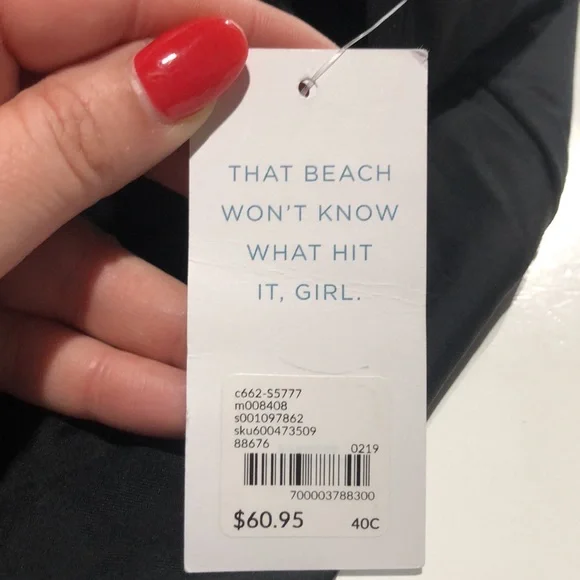 NWT Swim by Cacique black and white polka dot swim tank size 40C - Picture 11 of 13